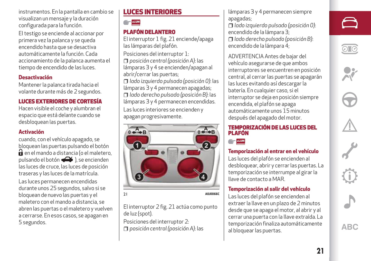 2016-2020 Alfa Romeo MiTo Owner's Manual | Spanish