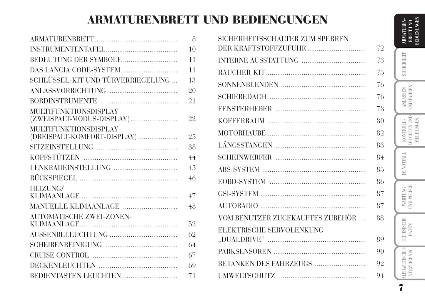 2008-2012 Lancia Musa Owner's Manual | German