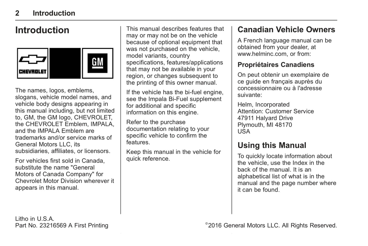 2017 Chevrolet Impala Owner's Manual | English