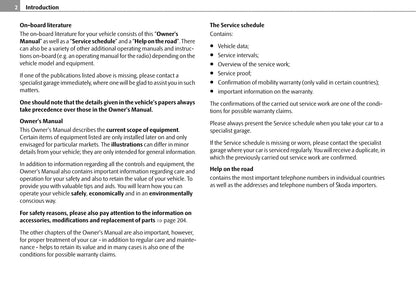 2009-2010 Skoda Roomster Owner's Manual | English