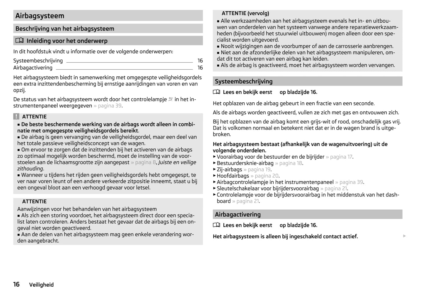 2015-2016 Skoda Yeti Owner's Manual | Dutch