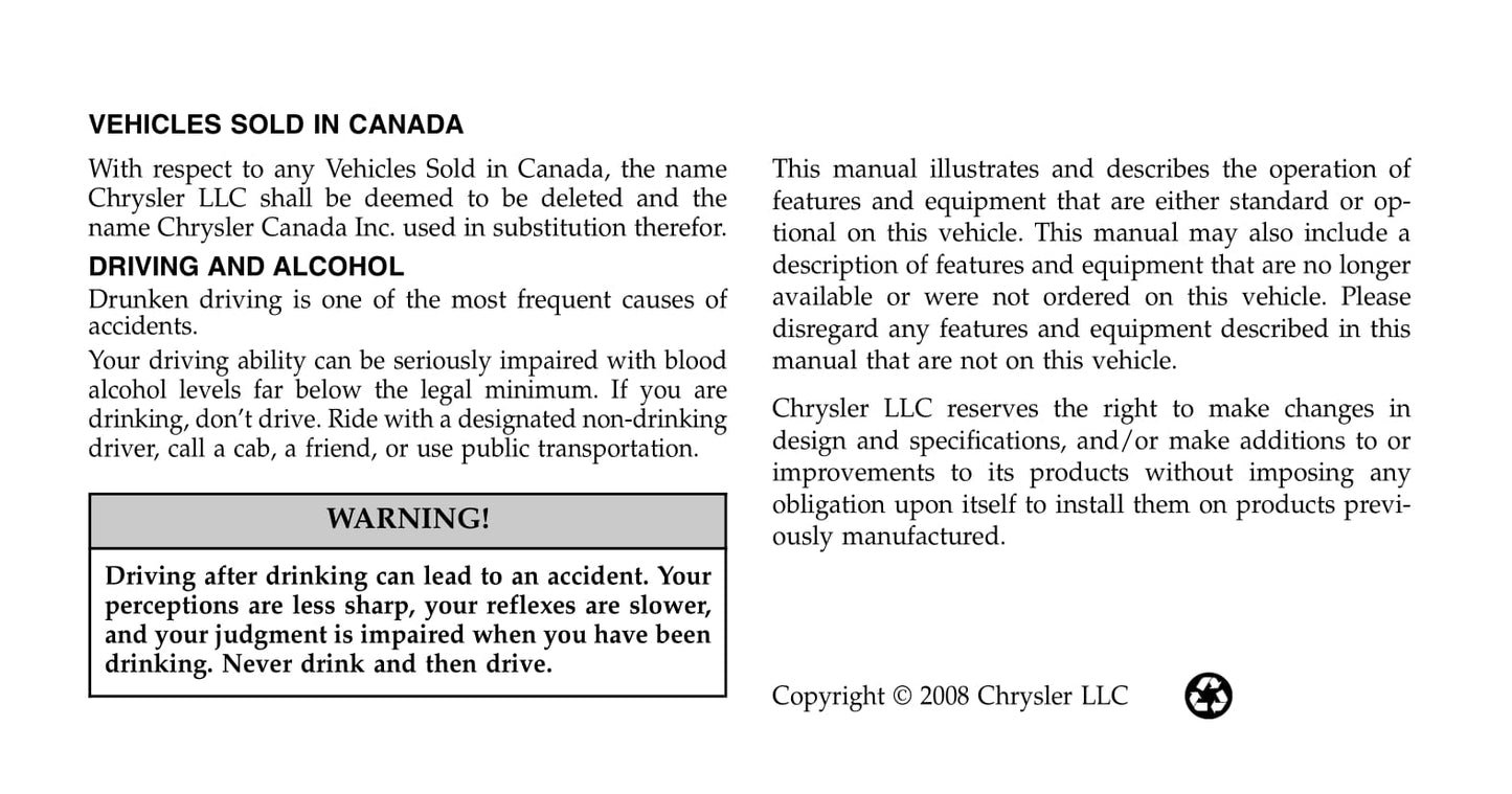 2006-2010 Chrysler PT Cruiser Owner's Manual | English