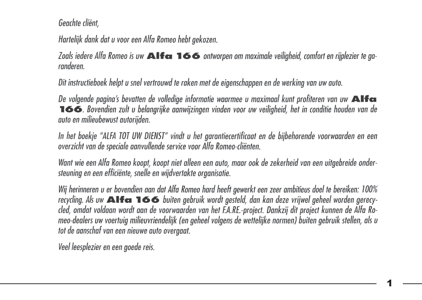 1998-2003 Alfa Romeo 166 Owner's Manual | Dutch