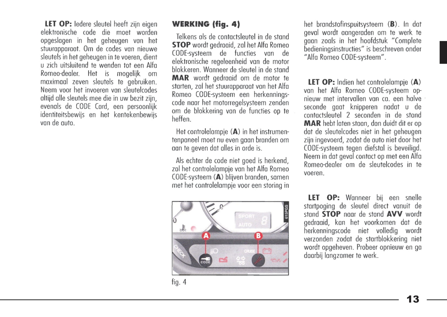 1998-2003 Alfa Romeo 166 Owner's Manual | Dutch