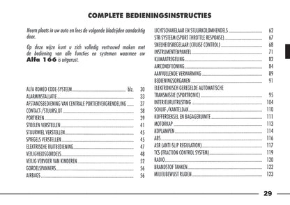 1998-2003 Alfa Romeo 166 Owner's Manual | Dutch