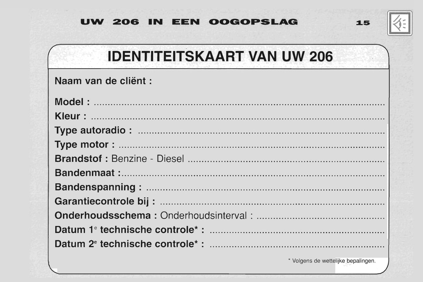 2001-2002 Peugeot 206 Gebruikershandleiding | Nederlands