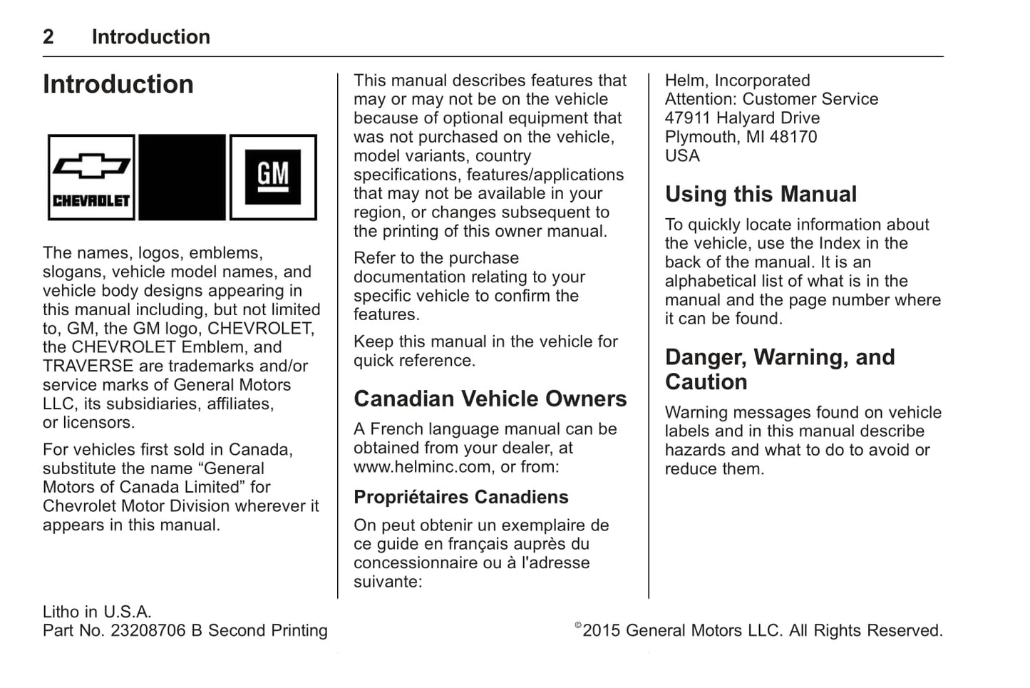 2016 Chevrolet Traverse Owner's Manual | English