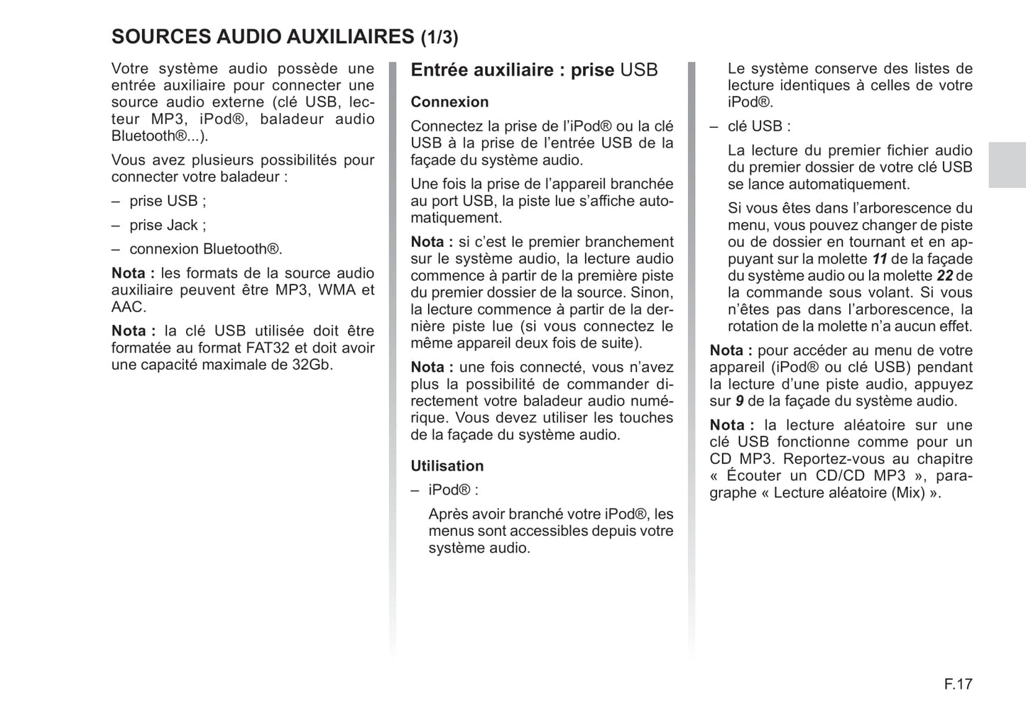 Renault Radio Classic Guide d'utilisation 2017