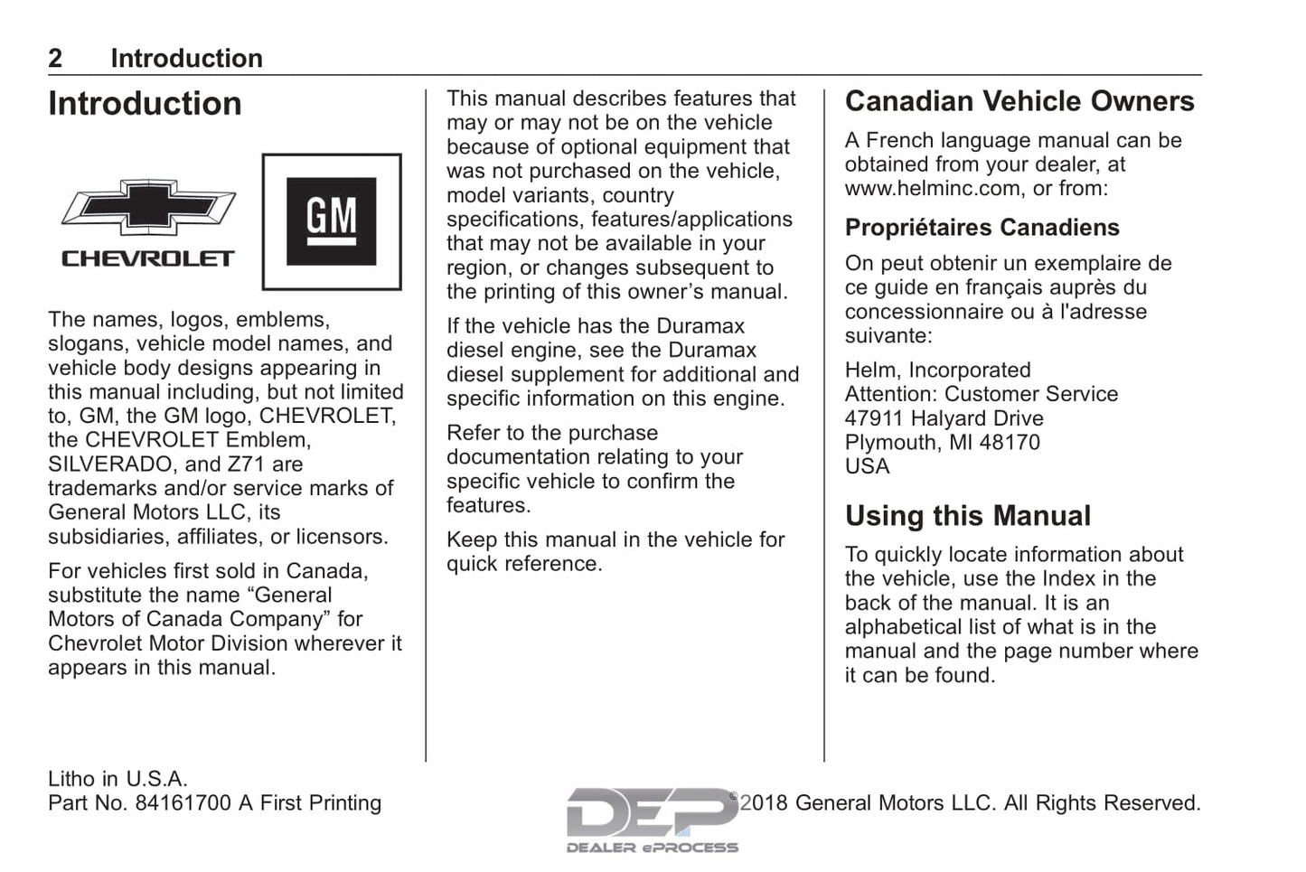 2019 Chevrolet Silverado Manuel du propriétaire | Anglais