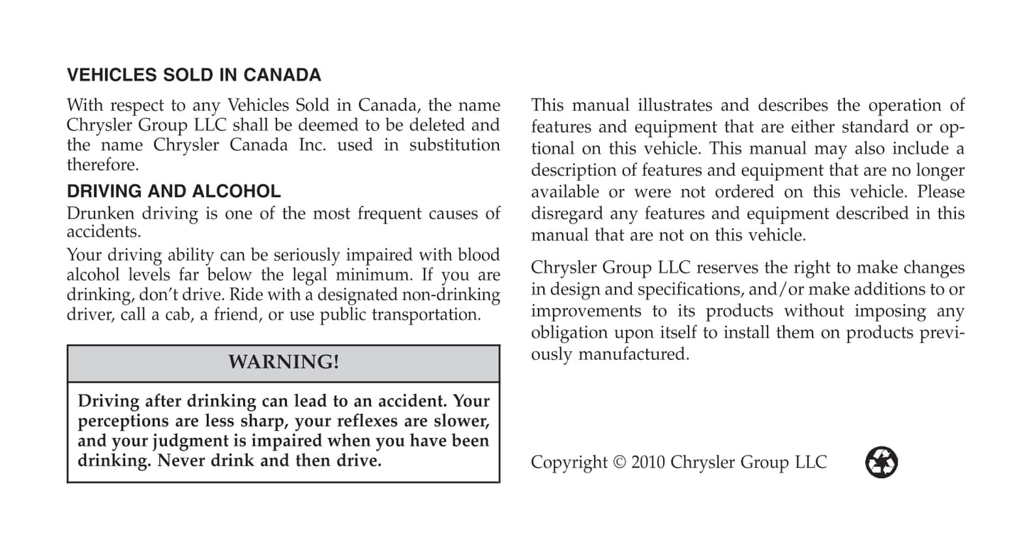 2010 Dodge Challenger SRT Owner's Manual | English