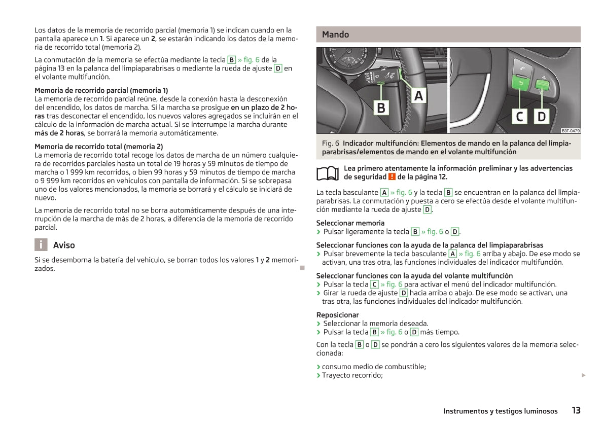 2012-2013 Skoda Superb Owner's Manual | Spanish