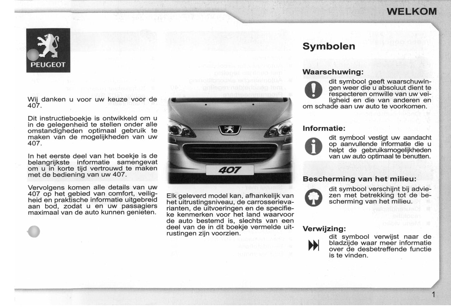 2008-2009 Peugeot 407/407 SW Manuel du propriétaire | Néerlandais