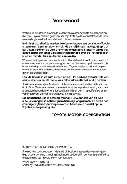 2007-2008 Toyota Corolla Gebruikershandleiding | Nederlands