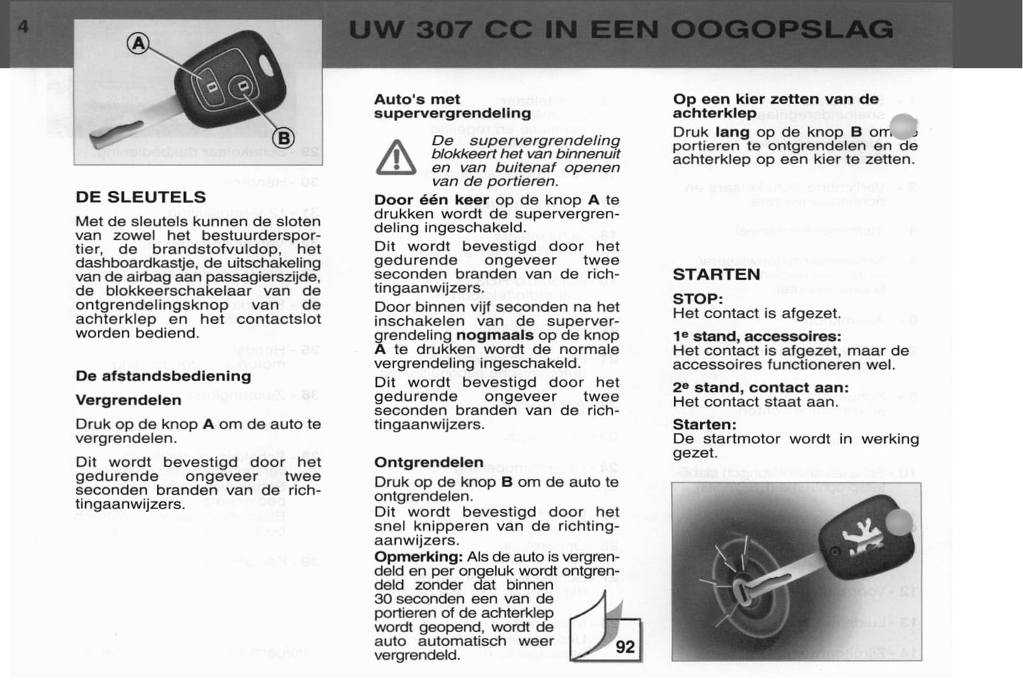 2003 Peugeot 307 CC Gebruikershandleiding | Nederlands