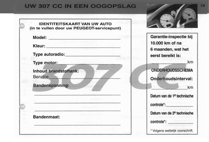 2003 Peugeot 307 CC Gebruikershandleiding | Nederlands