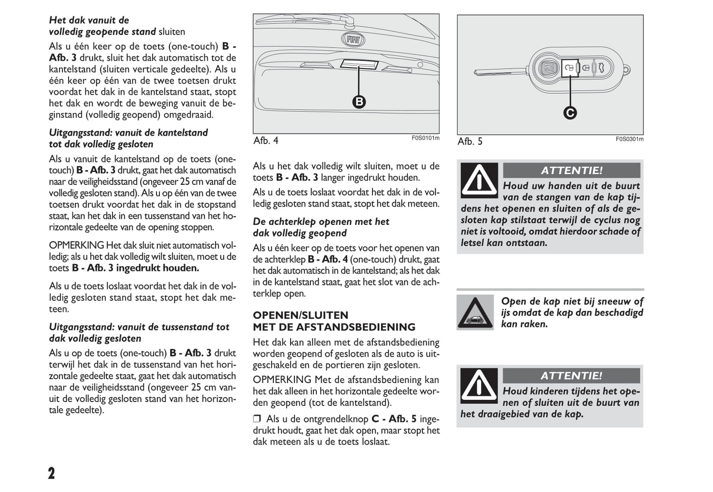 2009-2010 Fiat 500C Owner's Manual | Dutch