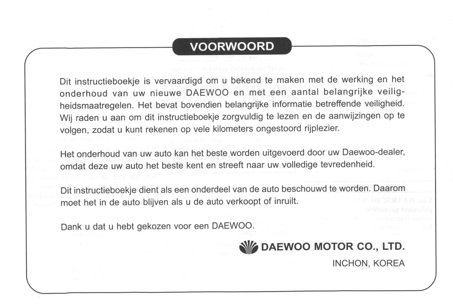 2000-2004 Daewoo Tacuma Gebruikershandleiding | Nederlands