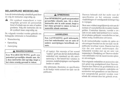 2000-2004 Daewoo Tacuma Gebruikershandleiding | Nederlands