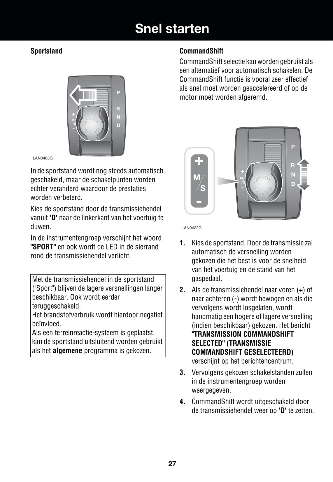 2006-2007 Land Rover Range Rover Sport Owner's Manual | Dutch