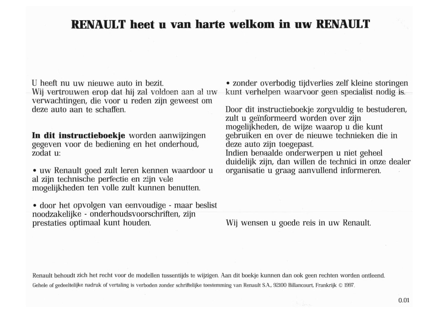 1996-1998 Renault Clio Owner's Manual | Dutch