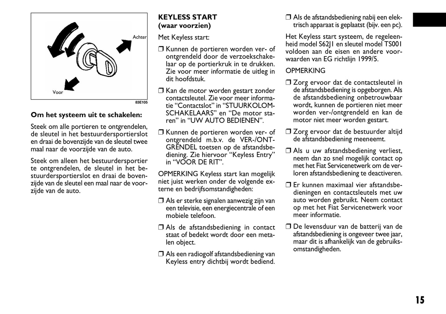 2008-2009 Fiat Sedici Owner's Manual | Dutch