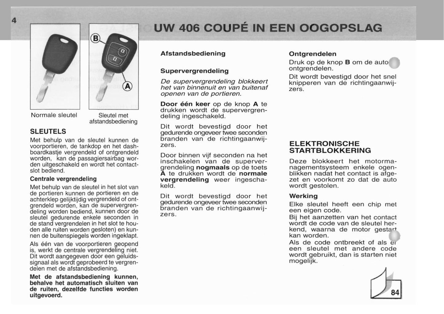 2003-2004 Peugeot 406 Coupé Owner's Manual | Dutch