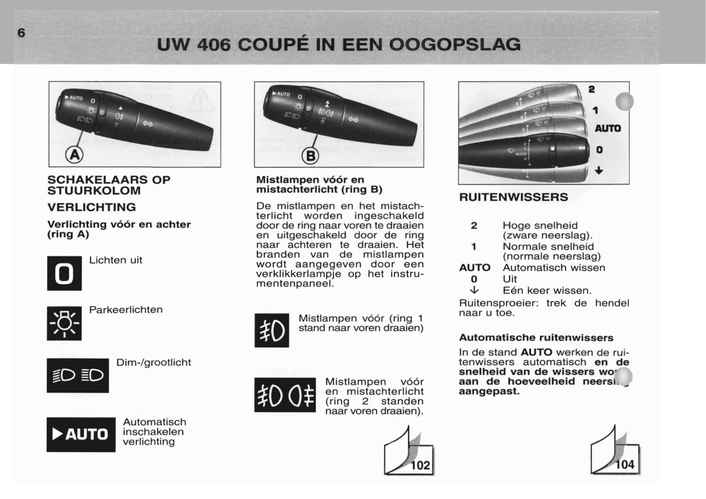 2003-2004 Peugeot 406 Coupé Owner's Manual | Dutch