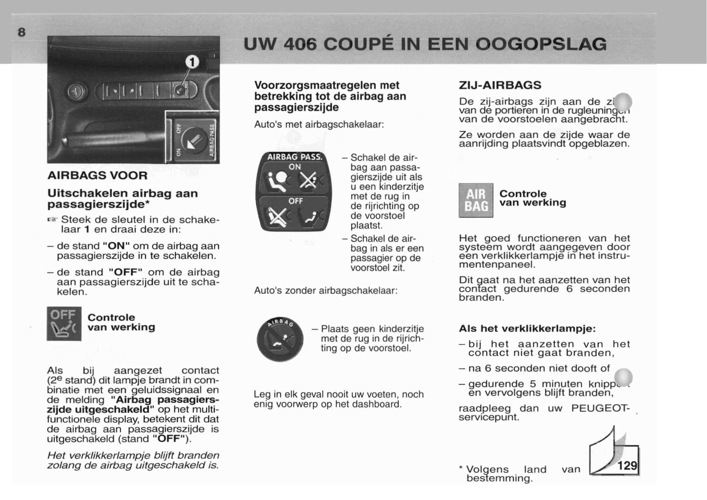 2003-2004 Peugeot 406 Coupé Owner's Manual | Dutch