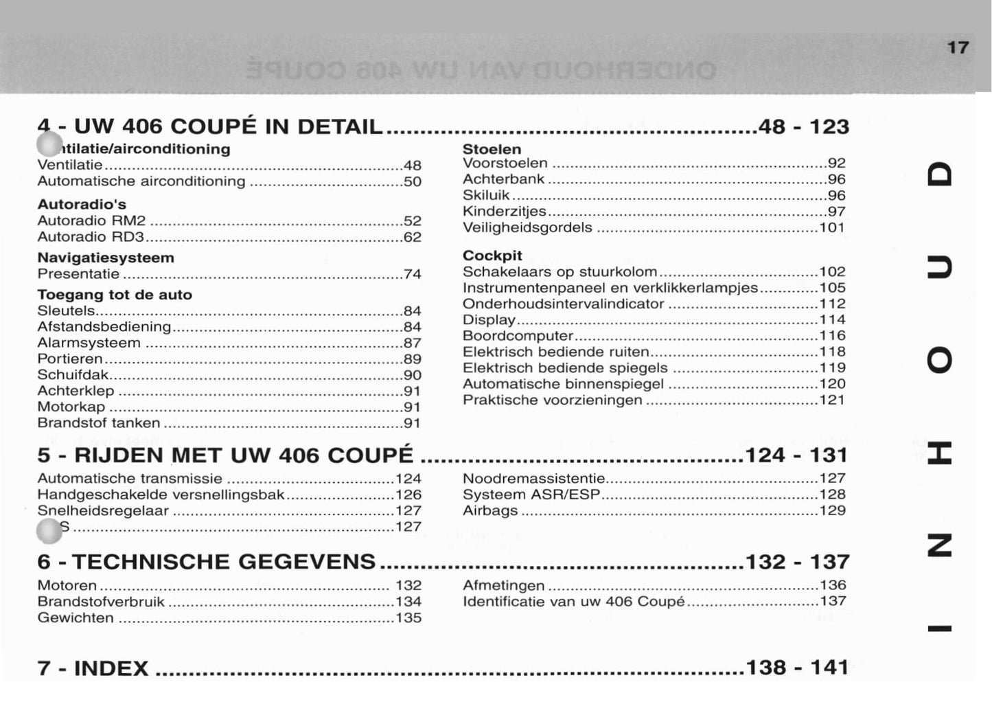 2003-2004 Peugeot 406 Coupé Owner's Manual | Dutch