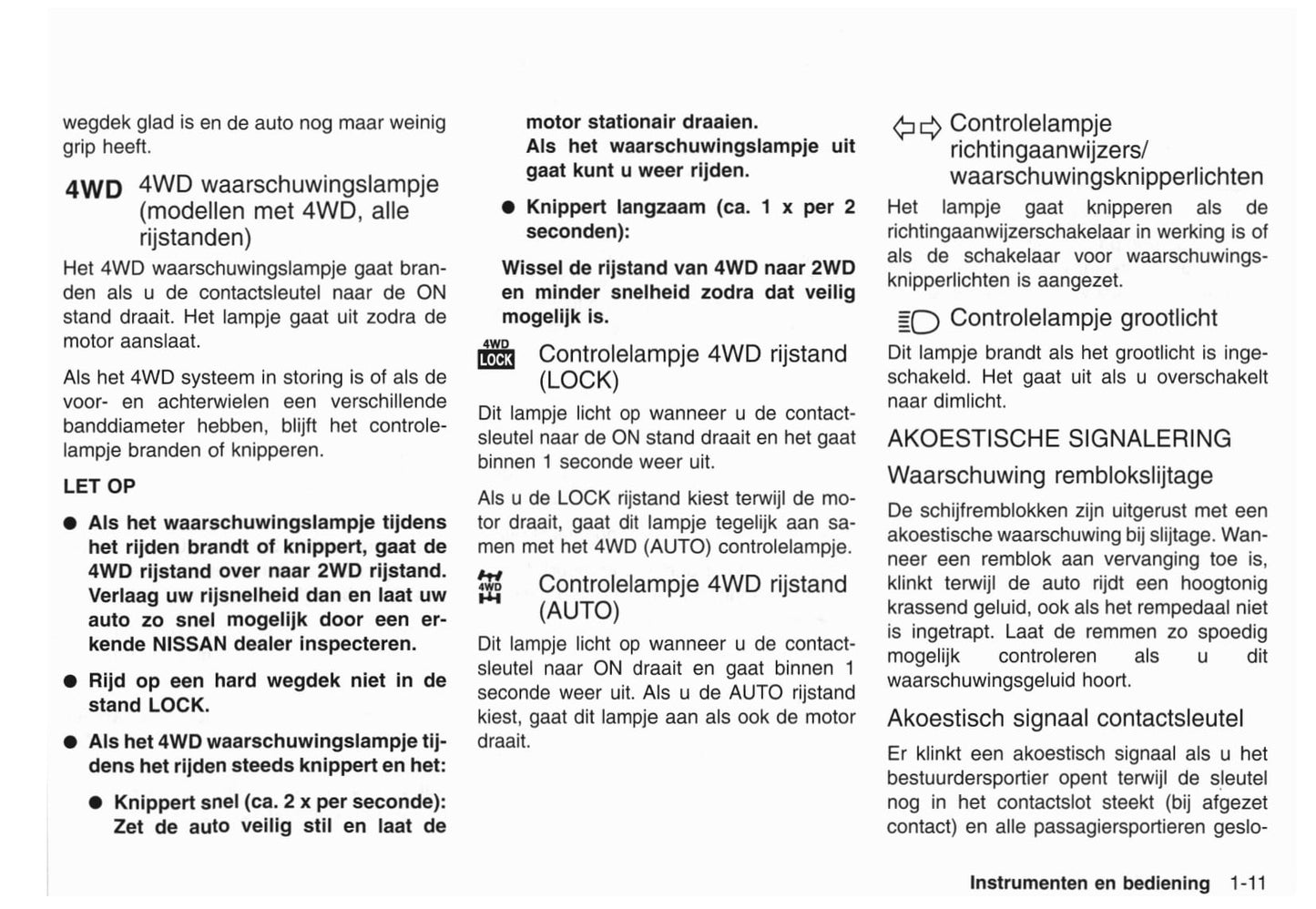 2001-2002 Nissan X-Trail Owner's Manual | Dutch