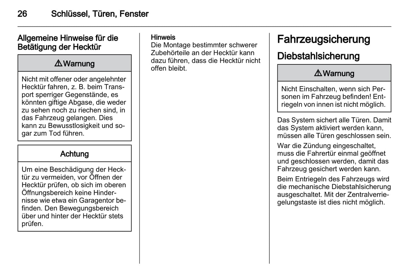 2011-2012 Opel Astra Owner's Manual | German