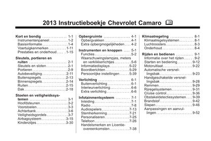 2013-2014 Chevrolet Camaro Gebruikershandleiding | Nederlands