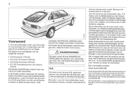 1998-2002 Saab 9-3 Bedienungsanleitung | Niederländisch