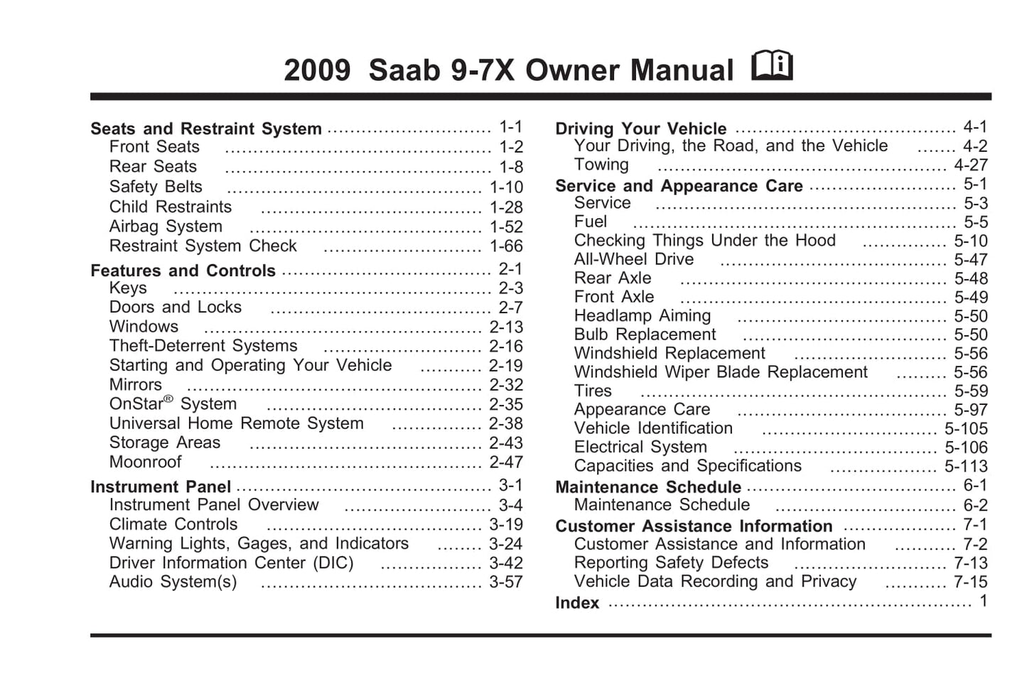 2005-2009 Saab 9-7X Bedienungsanleitung | Englisch