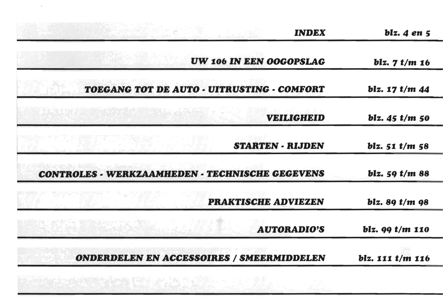 1996-2000 Peugeot 106 Manuel du propriétaire | Néerlandais