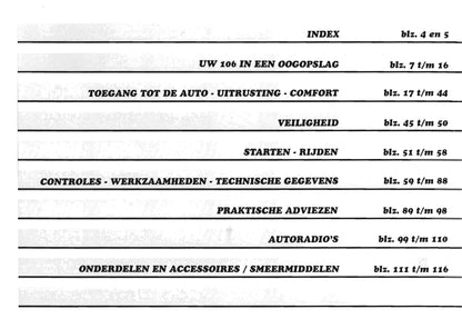 1996-2000 Peugeot 106 Manuel du propriétaire | Néerlandais