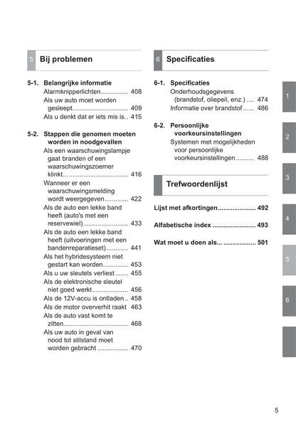 2010-2011 Toyota Auris Hybrid Owner's Manual | Dutch