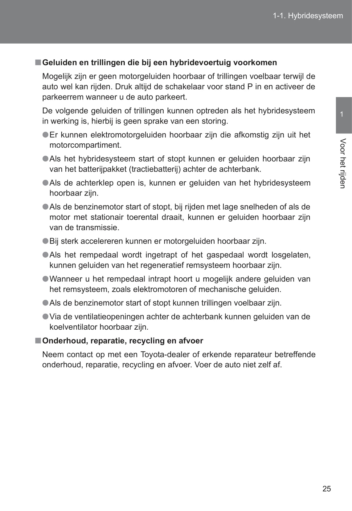 2010-2011 Toyota Auris Hybrid Owner's Manual | Dutch