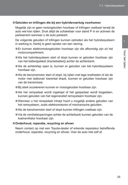 2010-2011 Toyota Auris Hybrid Owner's Manual | Dutch