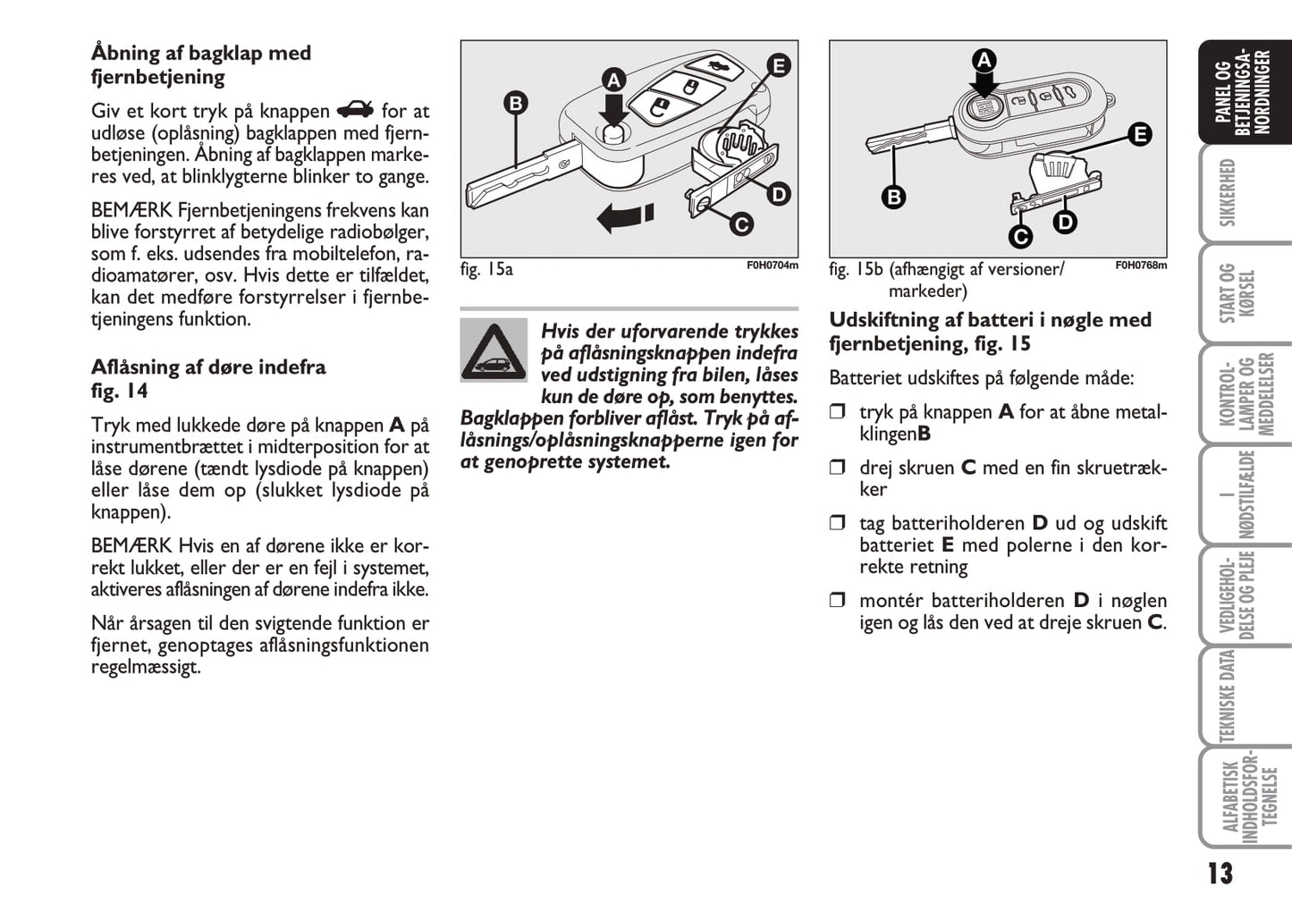 2010-2011 Fiat Idea Owner's Manual | Danish