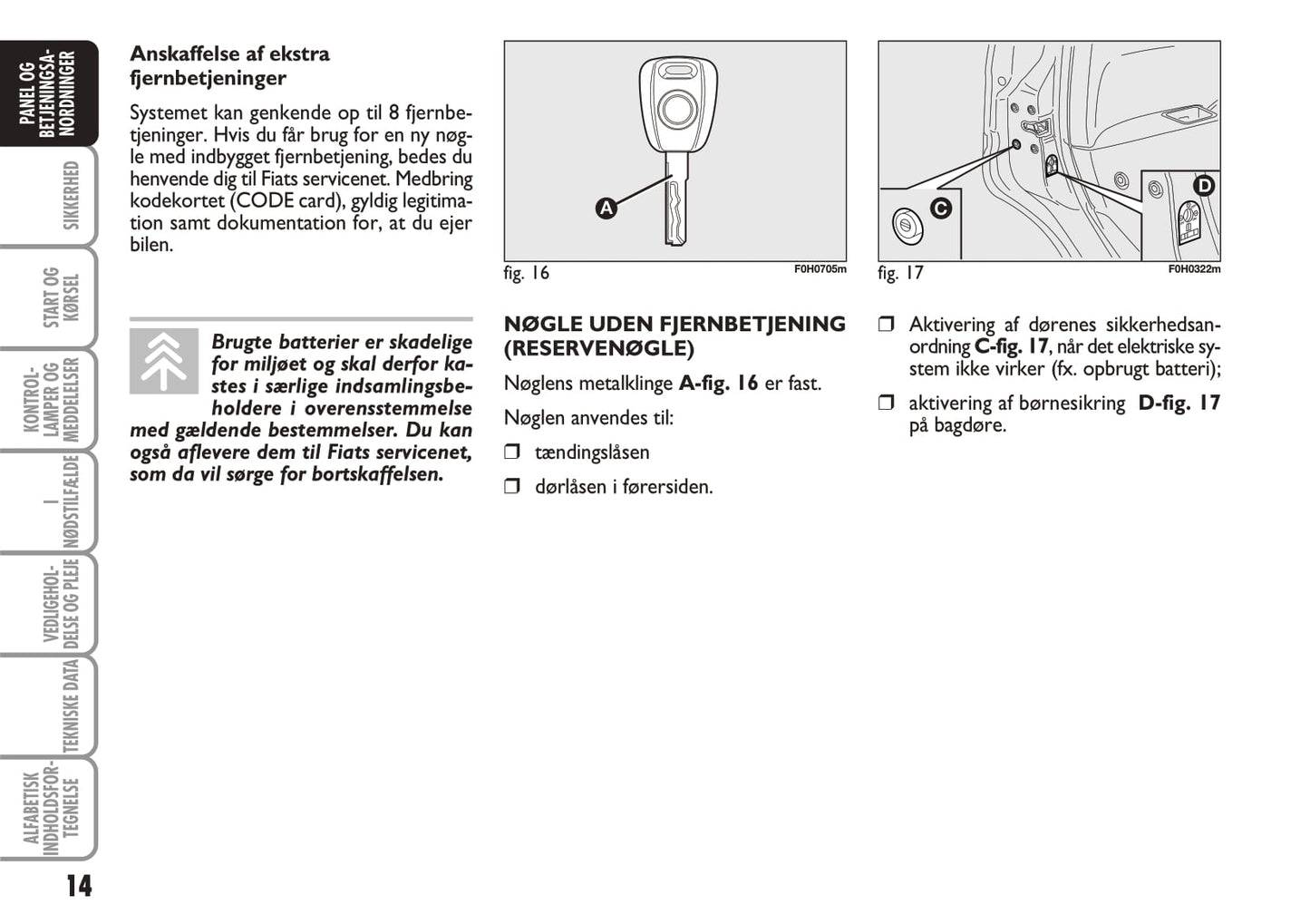 2010-2011 Fiat Idea Owner's Manual | Danish