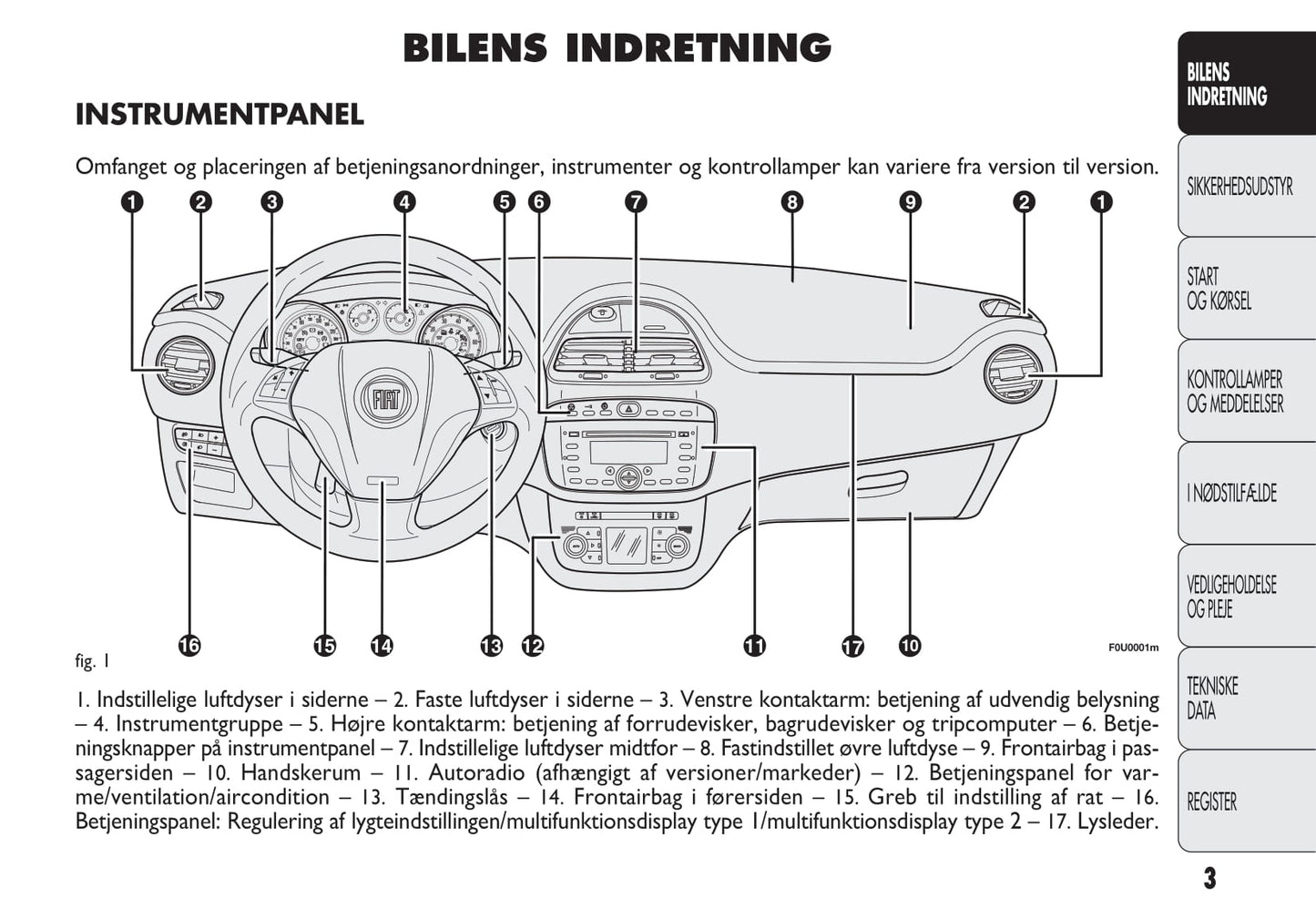 2010-2011 Fiat Punto Evo Bedienungsanleitung | Dansk