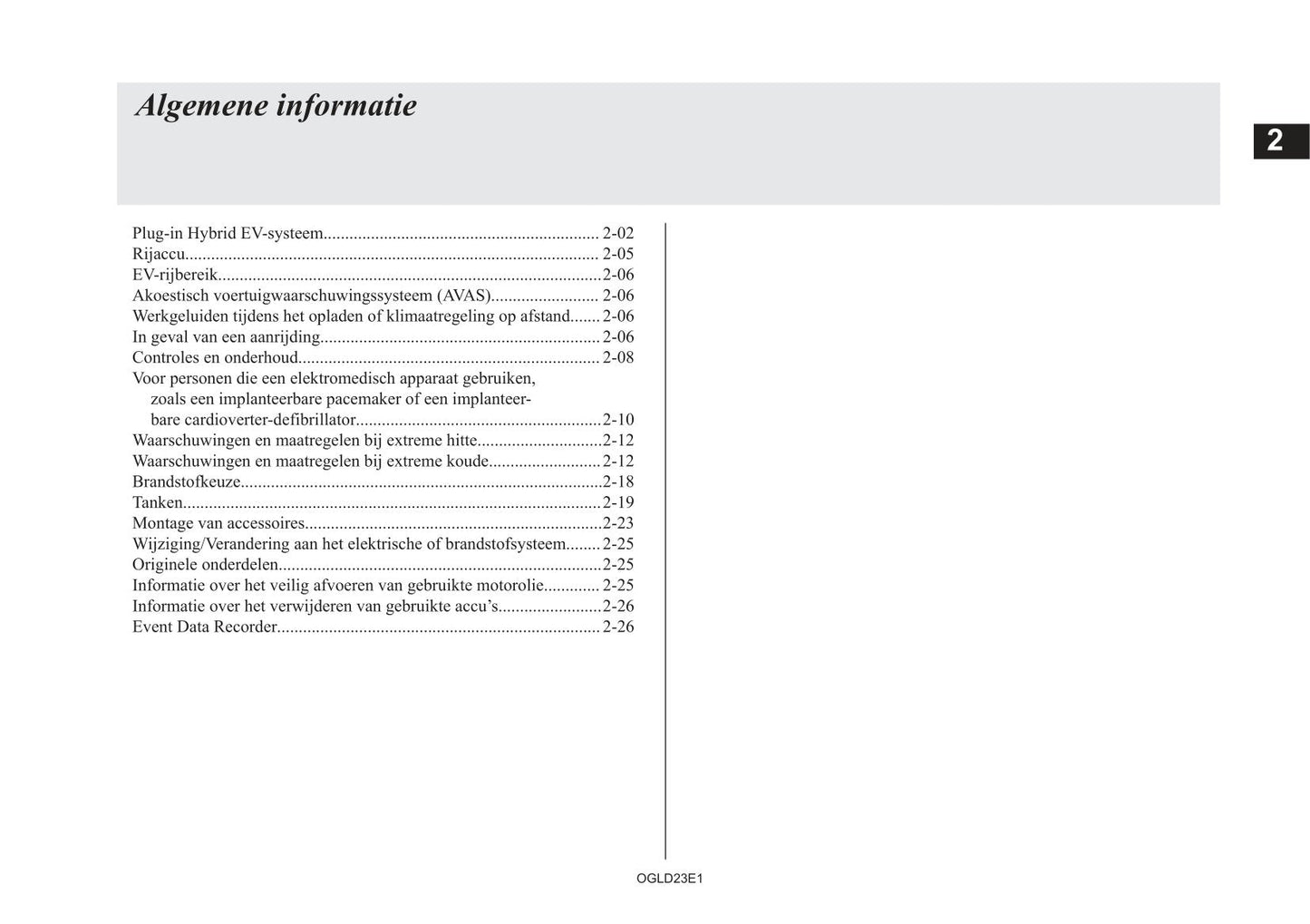 2021-2023 Mitsubishi Eclipse Cross PHEV Owner's Manual | Dutch